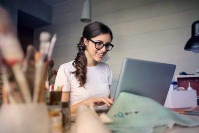 lady working at a computer